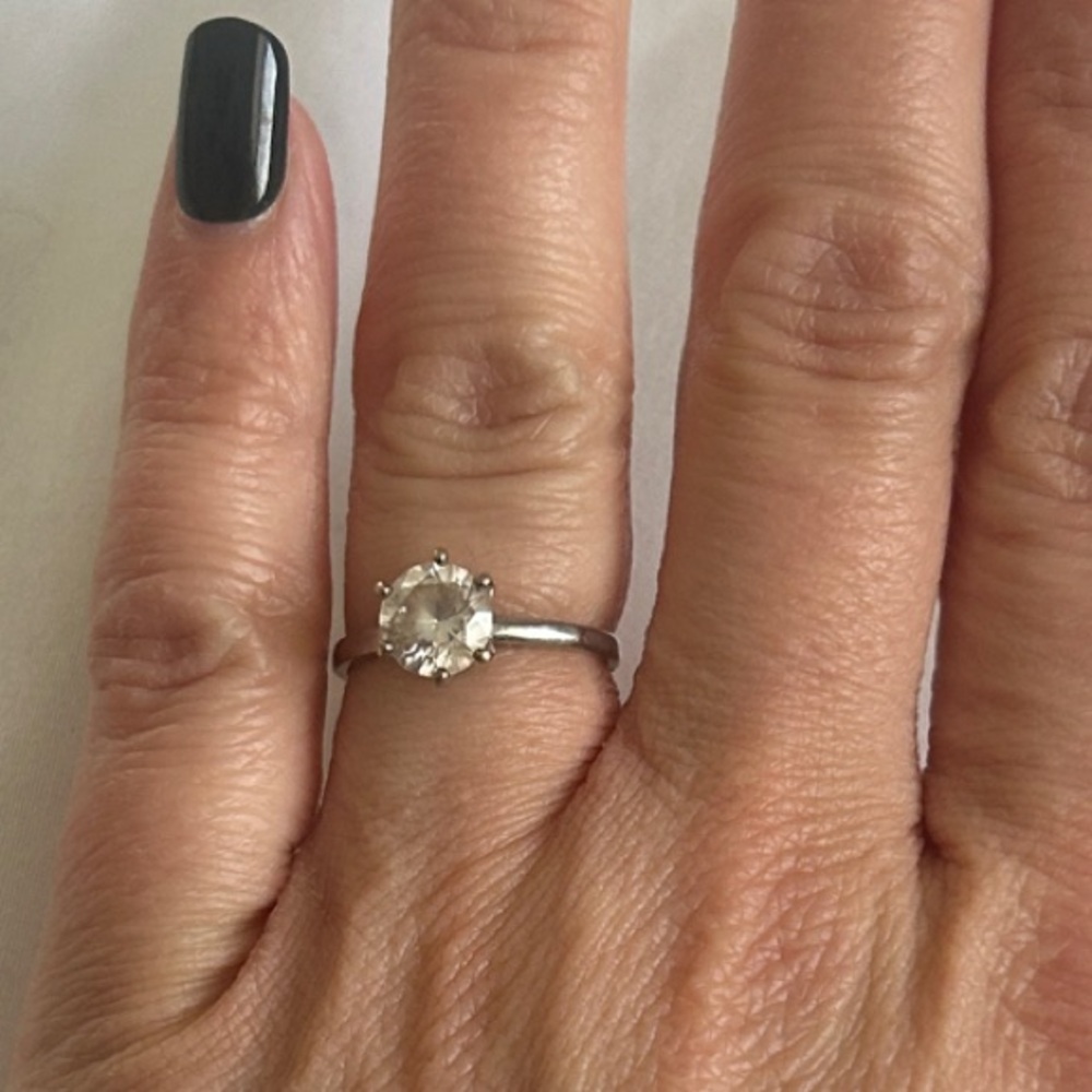 Elegant CZ Genuine 925  Silver Ring with Clear Gemstone